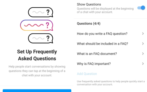 Instagram正在测试与企业帐户直接互动的新FAQ选项