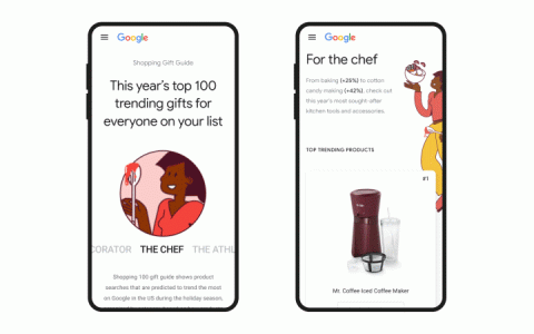 Google更新2020年购物礼品指南，根据搜索量突出显示最新趋势商品